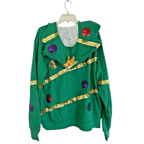 Mad Engine Christmas Tree Zipped Hoodie Ugly Sweater - Picture 5 of 7